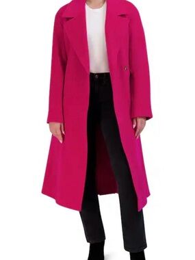 New Women’s Cole Haan Vibrant Fucshia Long Trench Coat ( size 10 )